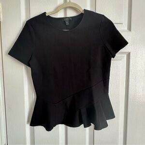 J. Crew Elegant Black Short Sleeve Peplum Top